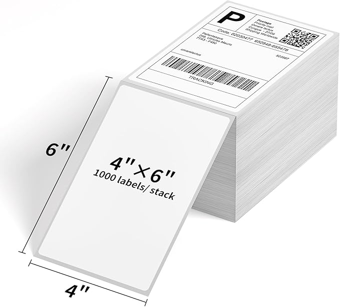 FungLam 4"x6" Thermal Shipping Labels, 10000 Fanfold Labels, Adhesive Shipping - Image 2