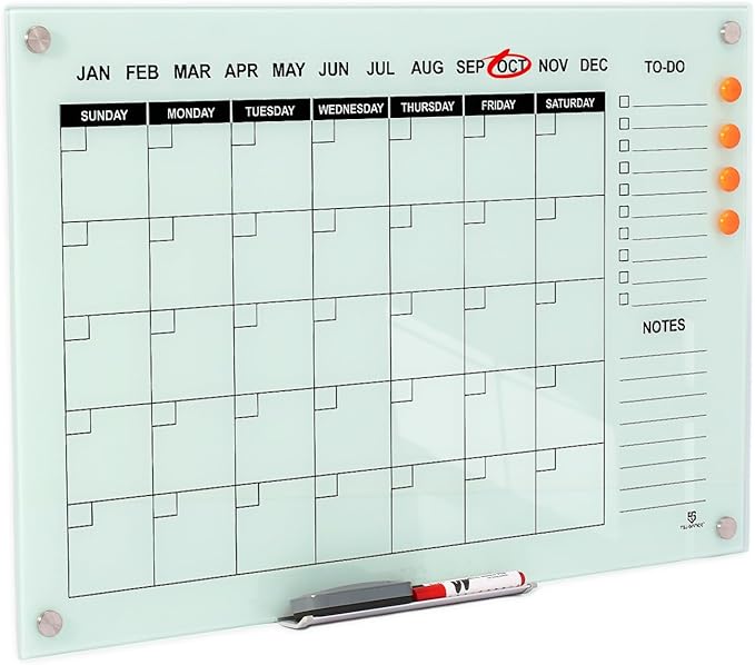 TSJ OFFICE Glass Calendar Whiteboard by TSJOFFICE