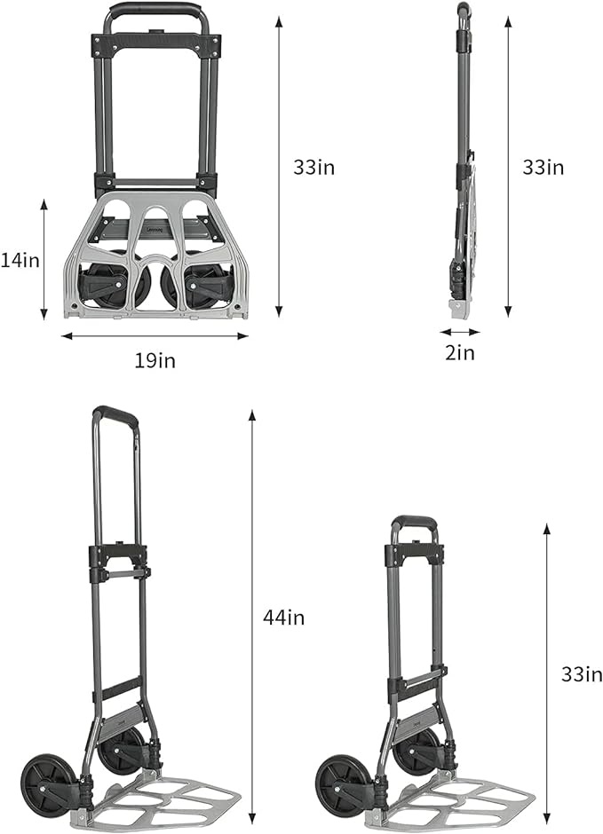 Leeyoung Folding Hand Truck and Dolly, 264 Lb Capacity Heavy-Duty Luggage - Image 3