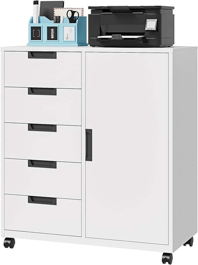 Letaya 5 Drawer Storage Cabinet, Mobile Printer Stand by LetayaMetalCabinets