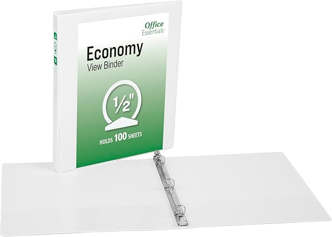 Office Essentials Economy View 3 Ring Binders, 0.5" Round Rings, 0.7" Spine - Image 7