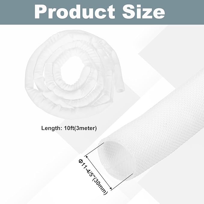 MECCANIXITY 1-1/5 Inch ID Split Loom Tubing 10ft Polyester Cord Protector Wire - Image 2
