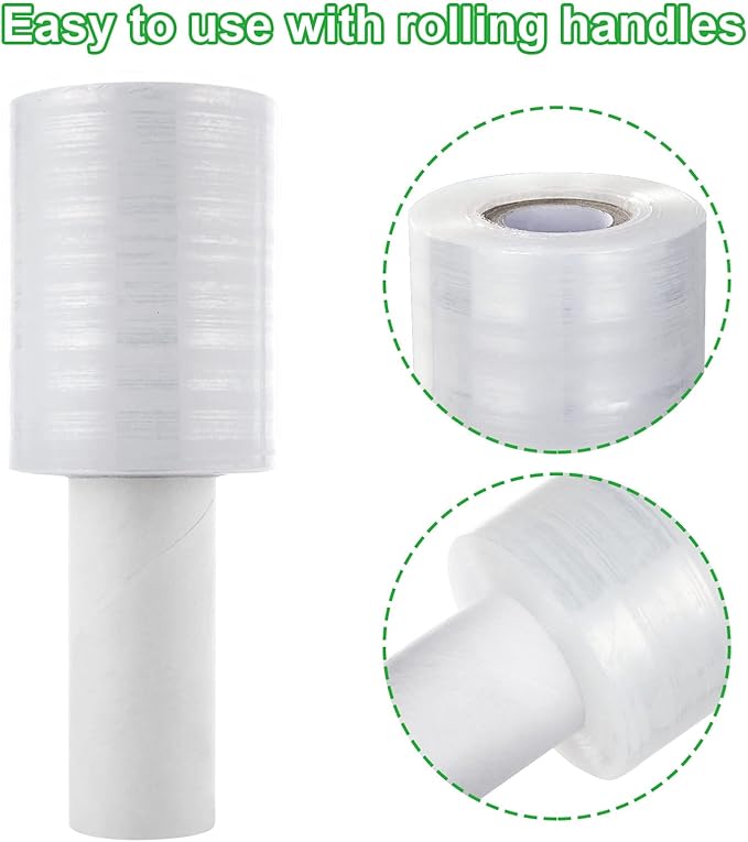 6 Pack Stretch Wrap Film with Handle, 80 Gauge Thick Industrial Strength Hand - Image 3
