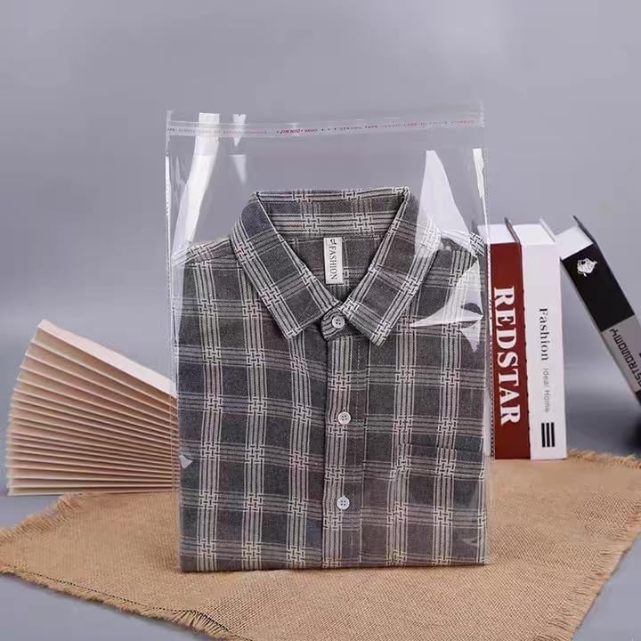 100 Pieces (9x12 Inch) Clear Plastic Bags for Packaging, Clothing & T-Shirts Strong Packing Self Adhesive Cellophane Bag - Image 3