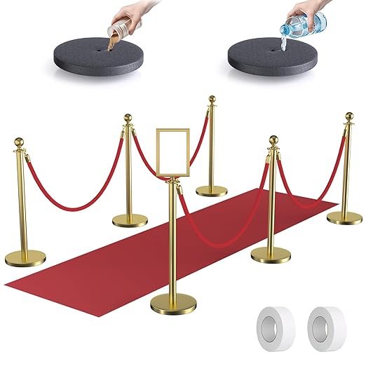 kaiyomi 6Pcs Stanchions Posts Velvet Ropes by KaiyomiCrowdControlSeries