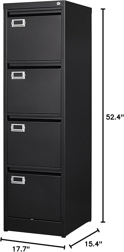 4 Drawer File Cabinet with Lock Metal Vertical File Cabinet Office Home - Image 3