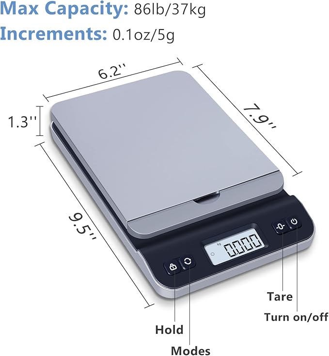 QP Shipping Scale, 86lb/0.1oz High Accuracy Digital Postal Scale - Image 3