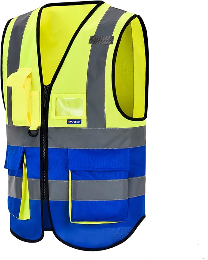A-SAFETY yellow blue work vest side pocket - Image 6