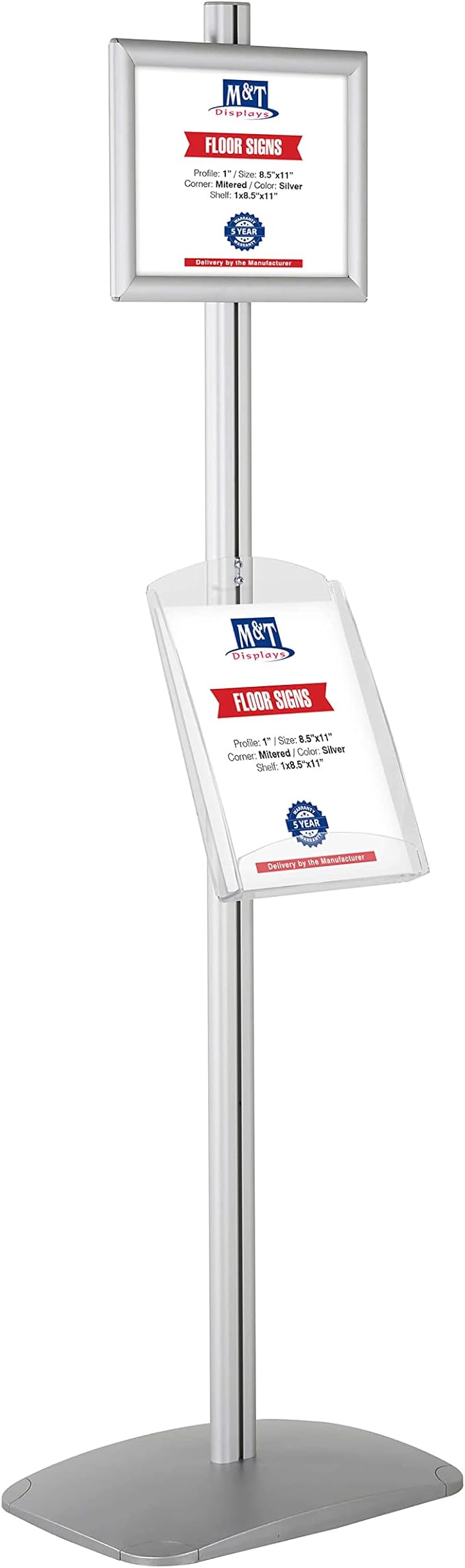 M&T Displays Free Standing Aluminum Display Stand Single Sided Document - Image 2