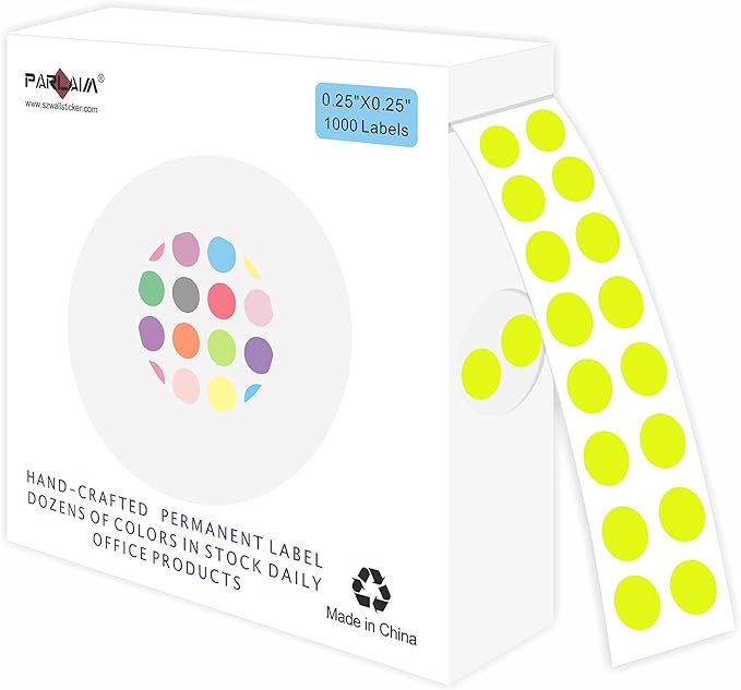 PARLAIM 0.25 Inch Color-Code Dot Stickers, 1000 Stickers Roll Coding Label by PARLAIM