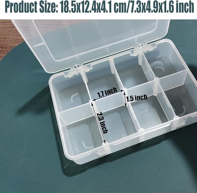 2 Pcs 8 Grids Clear Organizer Box Plastic Storage Container - Image 2