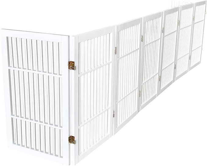 Pet Dog Gate Strong and Durable Freestanding Folding Acacia Hardwood Portable - Image 9