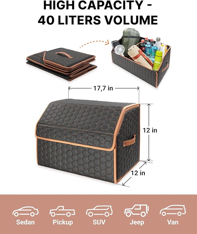Owleys Sedan Trunk Organizer 17.7" Storage Tote - Image 4
