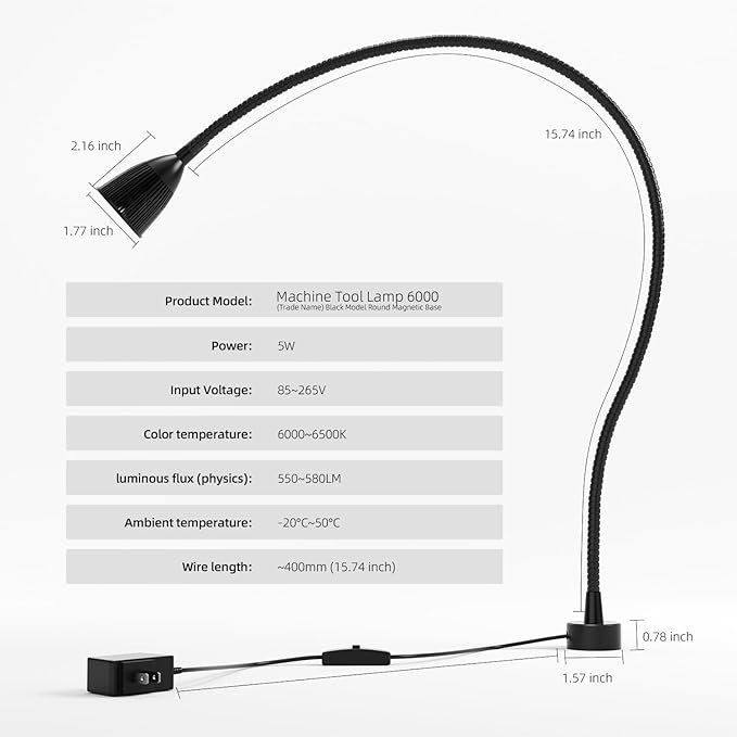Led Magnetic Work Light 400mm FlexibleGooseneck lamp 500 Lumens 120 Volt - Image 6