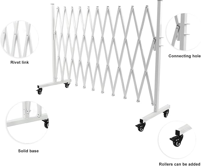 Metal Expandable Barricade Gate, Aluminum Folding Mobile Safety Barrier 130in - Image 4