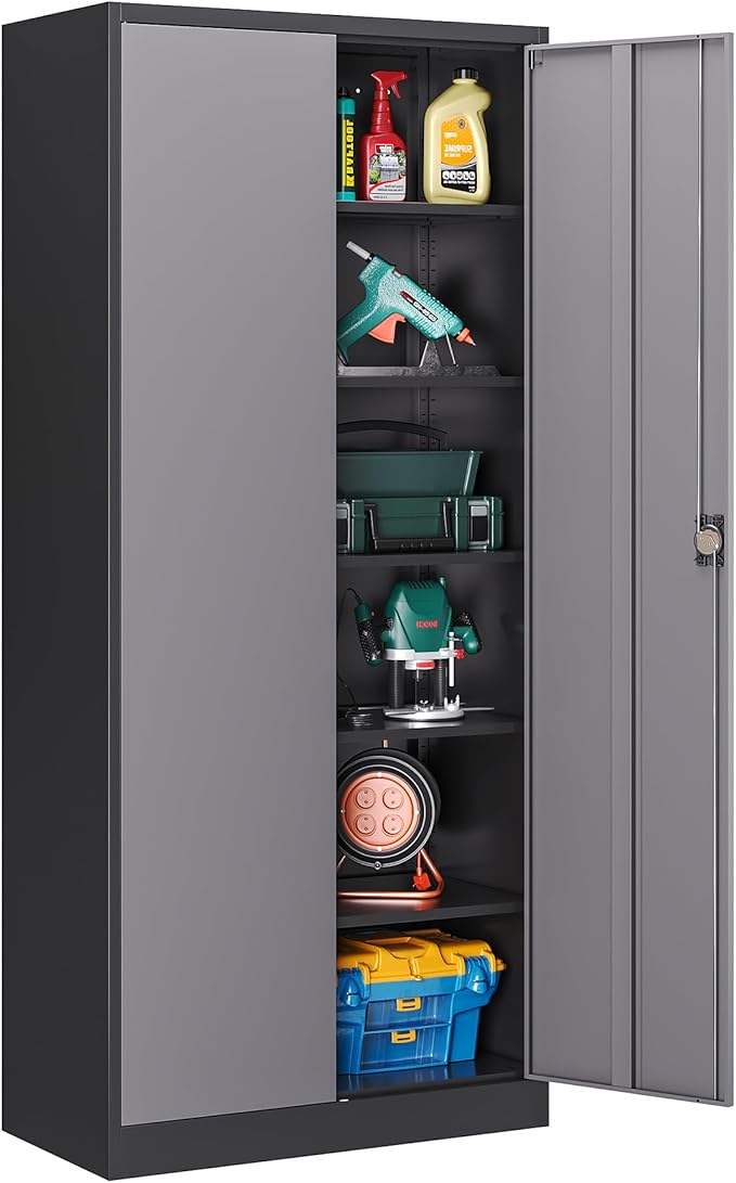 Metal Garage Storage Cabinet, Lockable Tool Cabinet by LISSIMO