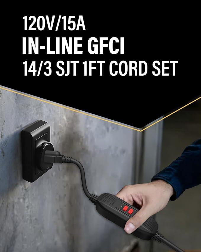 1 FT/30CM GFCI Extension Cord, 14AWG Heavy Duty Short Power Cable, ETL Listed - Image 2