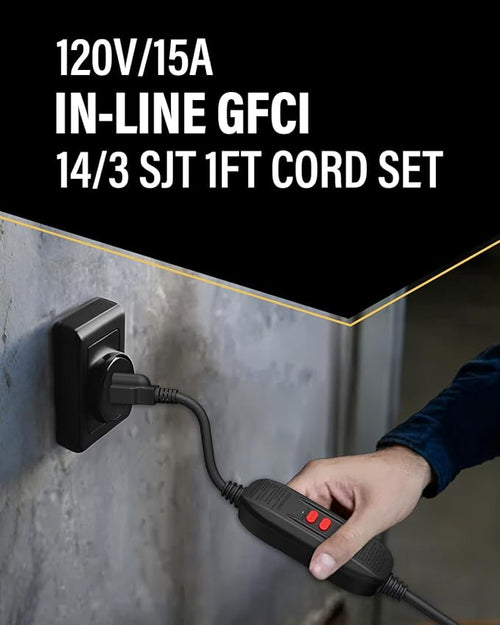 1 FT/30CM GFCI Extension Cord, 14AWG Heavy Duty Short Power Cable, ETL Listed - Image 2