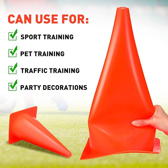Reginary 12 Pcs 15 Inch Parking Cones, Traffic Cones, Plastic Cones - Image 4