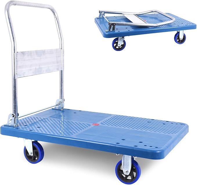 Doppy Flatbed Cart, 660lbs Heavy Duty Capacity Platform Hand Truck 360 Degree by Doppy
