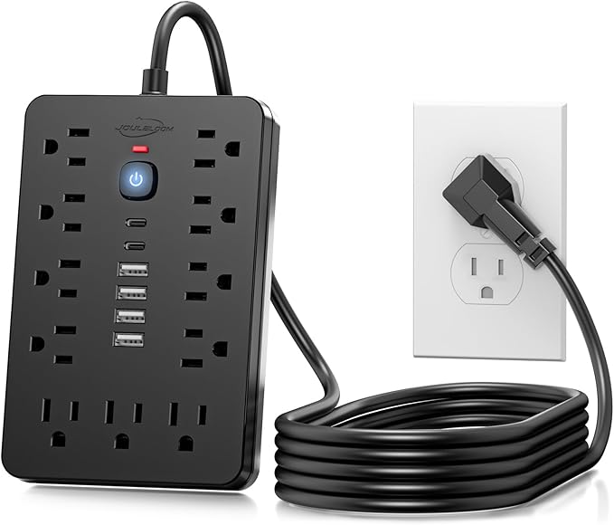 6 FT Flat Plug Surge Protector Power Strip, 11 Multiple AC Outlets by Unknown