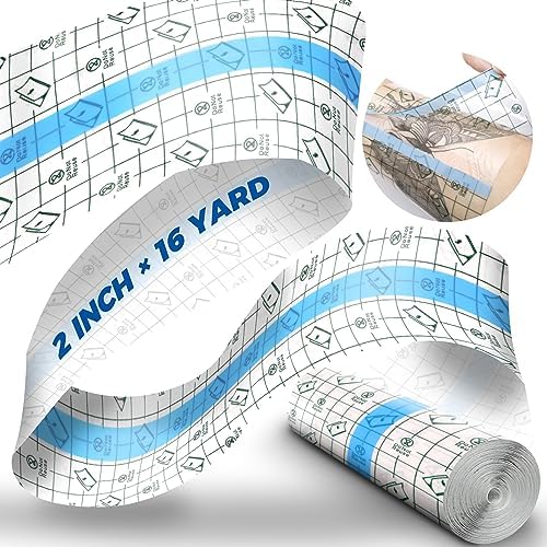 BFONS Tattoo Aftercare Waterproof Bandages 2 in x 16 yd Tattoo Cover Up Tape, Tattoo Supplies Second Skin Bandage Flat Roll Transparent Film Wound Healing Protective Clear Sterile and Safe Bandages by BFONS