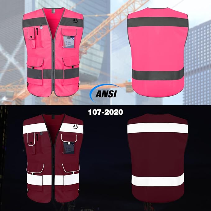 TCCFCCT Reflective Vest 9 Pockets High Visibility Safety Vest - Image 2