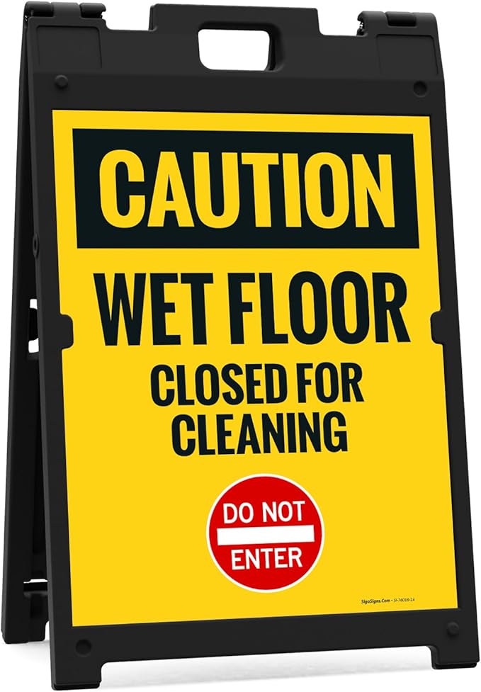 Caution Wet Floor Closed For Cleaning Do Not Enter Sidewalk Sign Kit, 18x24 by SigoSigns
