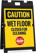 Caution Wet Floor Closed For Cleaning Do Not Enter Sidewalk Sign Kit, 18x24 by SigoSigns