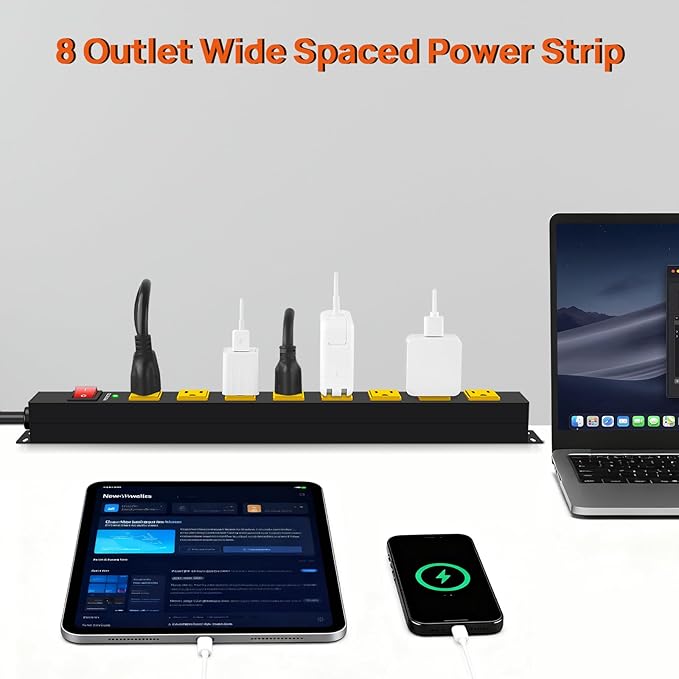 ANNQUAN Metal 8 Outlet Mountable Power Strip - Image 2