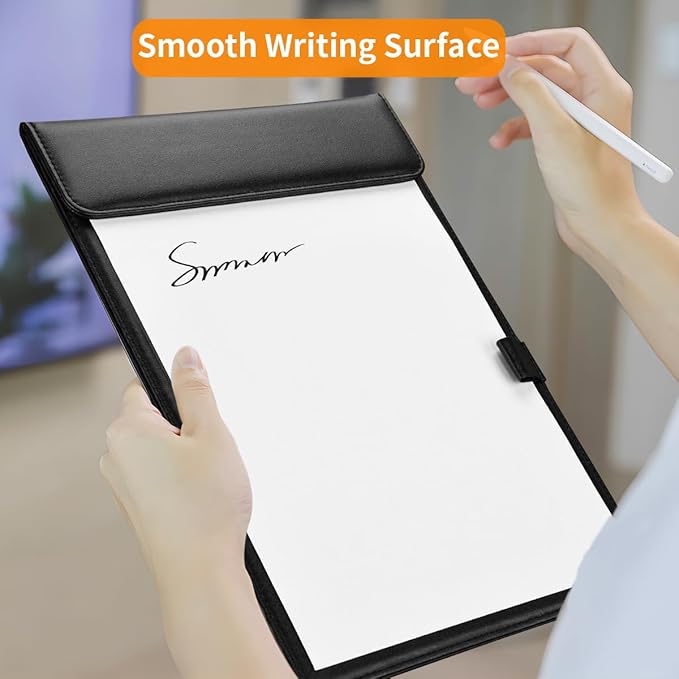 KINGFOM PU Leather Hardboard Office Clipboard, Magnetic Clip A4 Letter Size - Image 4
