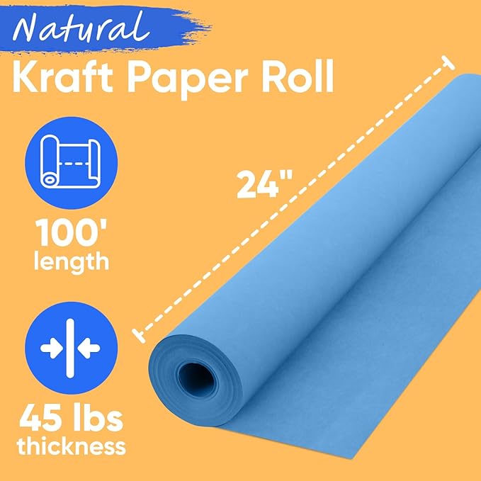 USA Made 24" x 1200" Dark Blue Kraft Paper Roll, 45 lbs Thickness, American - Image 2