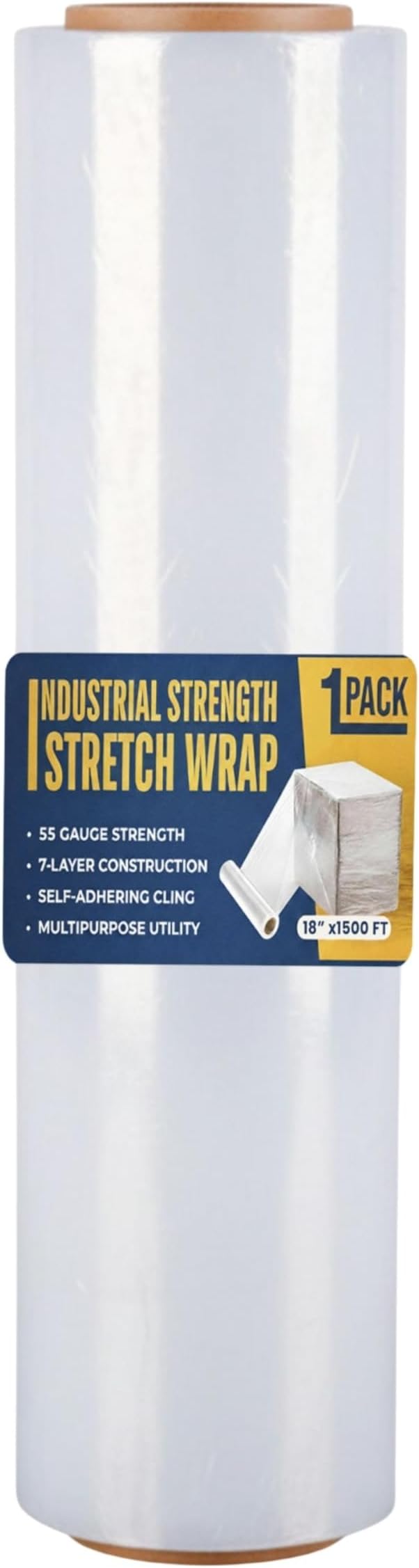 Rockin Rolls Stretch Film Wrap – 18" x 1500 FT x 55 Gauge, 1 Roll Heavy Duty by RockinRolls