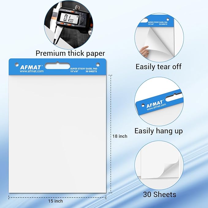 AFMAT Sticky Mini Easel Pads, 15 in x 18 in Flip Chart Paper - Image 5