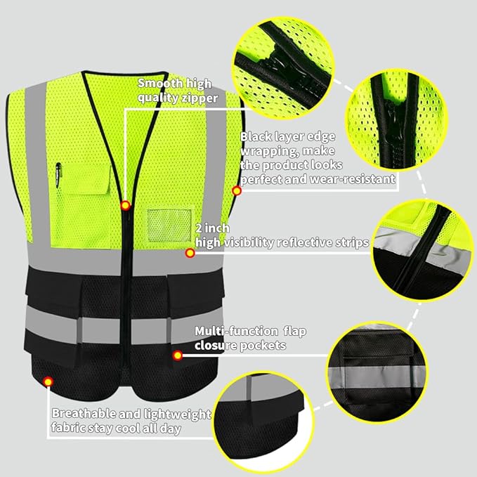 HYCOPROT High Visibility Mesh Safety Reflective Vest - Image 3