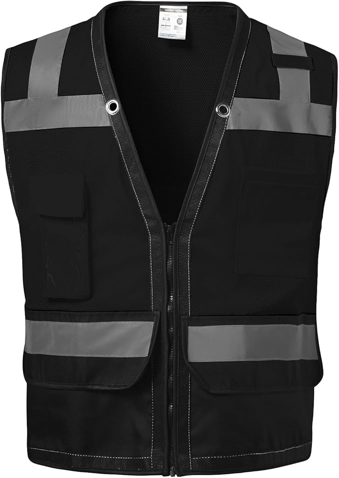 Reflective Safety vest With back plan pocket, High visibility Class 2 Heavy by DPSAFETY