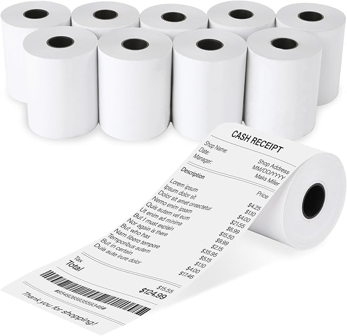 2 1/4 x 85 Thermal Receipt Paper Rolls, POS Cash Register Paper Rolls, BPA Free by lelulebel