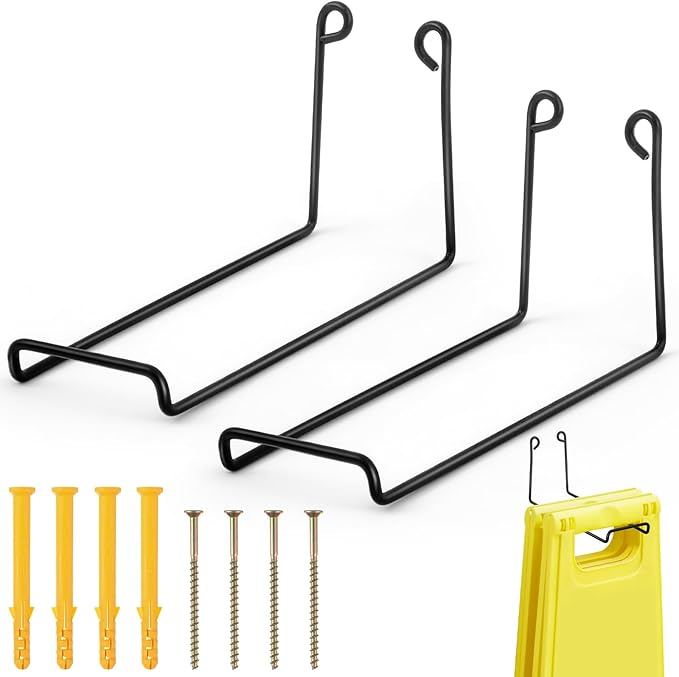 2 Pack Caution Wet Floor Safety Sign Hanger, Wall Mount Sign Hangers by Unknown
