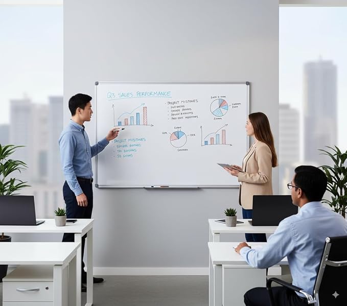 Premium 60"x 36" Multipurpose Magnetic Dry Erase Board - Image 2
