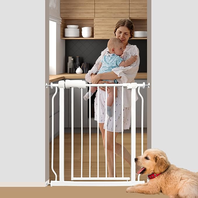 Walk Through Baby & Dog Gate 29-34 Inch, Pressure Mounted No Drilling, Indoor by SmartDesignBigProtection
