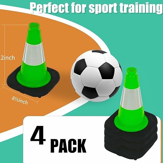 BESEA 4Pack 12 Inch Green Traffic Cones - Image 2