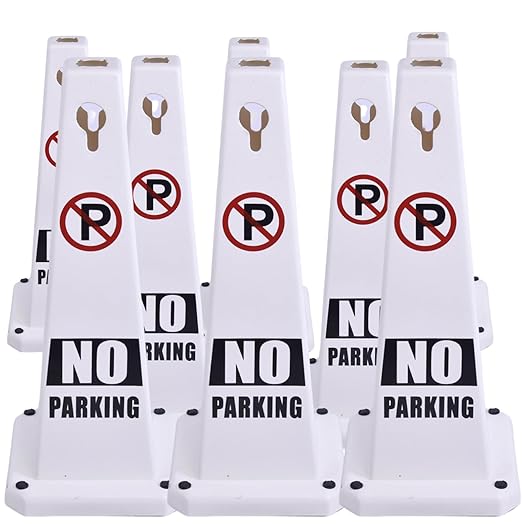 BESEA White No Parking Cone White Caution 4 Sided No Parking Cone Reserved by BeSea