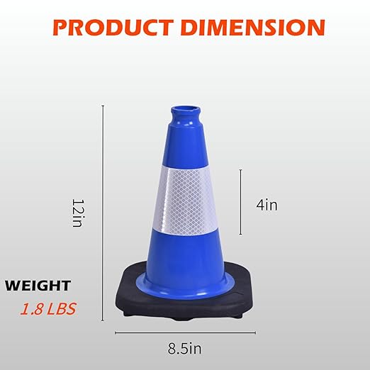 4 Pack 12 Inch Blue PVC Traffic Cones Black Base, Sport Training Cones - Image 2