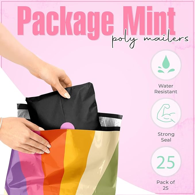 10x13 Poly Mailers – Retro Rainbow – Waterproof, Tear-Resistant Shipping Bags - Image 2