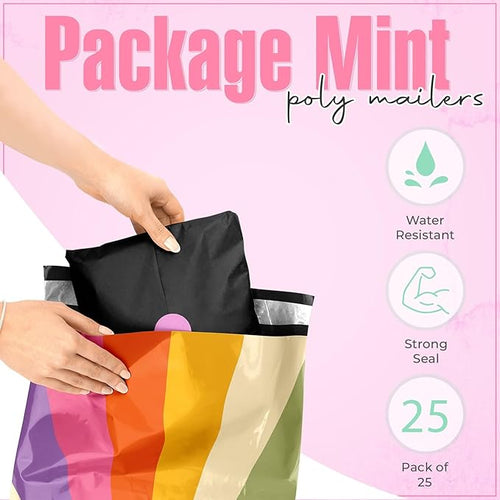 10x13 Poly Mailers – Retro Rainbow – Waterproof, Tear-Resistant Shipping Bags - Image 2