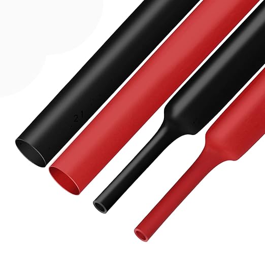 XHF Black&Red 2 Inch 8Ft 3:1 Waterproof Heat Shrink Tubing Roll Marine Grade by XHF