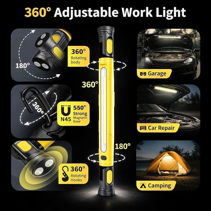 2026 Under Hood Work Light Bar, 3000 Lumen LED Magnetic Rechargeable Work Light - Image 2