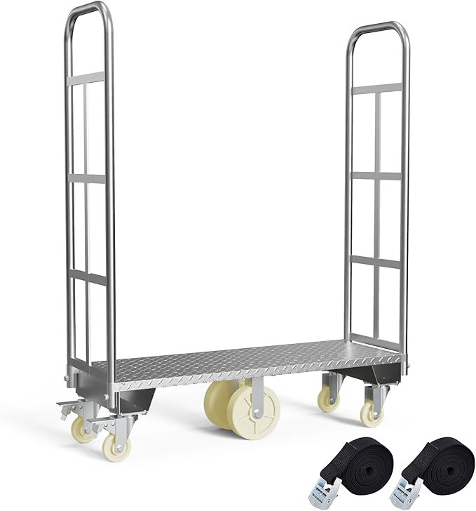 U-Boat Platform Truck Cart, 16 x 48 Inch Narrow Aisle Flatbed Truck w/6PCS by FAUENPEEY