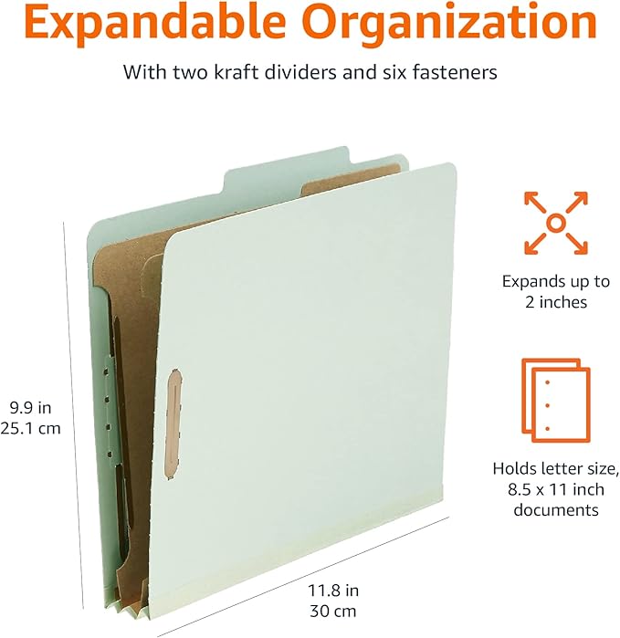 Amazon Basics Sturdy 10-Pack Letter Size Pressboard Classification File Folders - Image 5