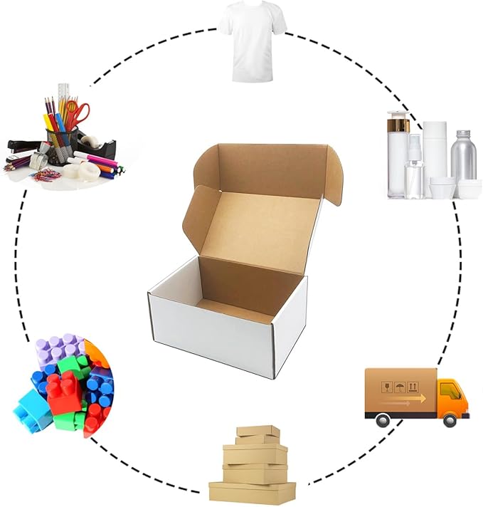9x6x4 inch Shipping Boxes Set of 25，White Corrugated Cardboard Box - Image 2